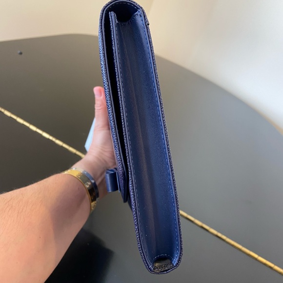 NWT Authentic Navy Ted Baker Krystan Bow Leather Envelope Pouch/bag - Picture 15 of 17